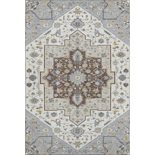 Mayfield Premium Machine Washable Abstract AMF2533 Gray 10 ft. x 14 ft. Area Rug
