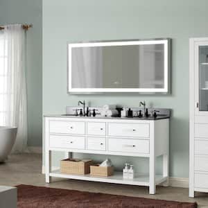 60 in. W x 28 in. H Rectangular Frameless Wall Mount Anti-Fog LED Light Bathroom Vanity Mirror, Z-bar Quick Installation