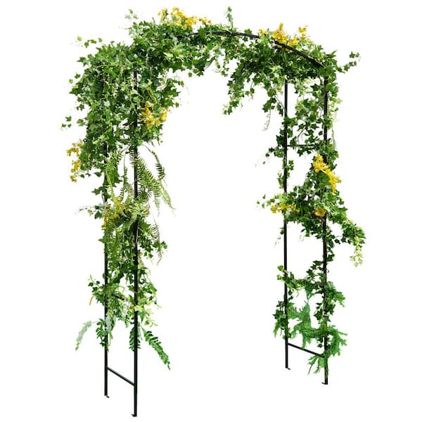 ANGELES HOME 90.5 in. x 55 in. Garden Arch Arbor Trellis with Gate Patio Plant Stand Archway