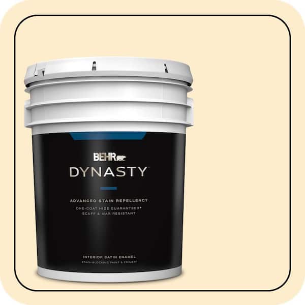 BEHR DYNASTY 5 gal. #320A-2 Provence Creme Satin Enamel Interior Stain-Blocking Paint and Primer