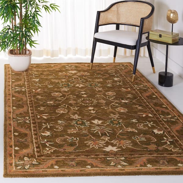 Antiquity Olive/Gold Doormat 3 ft. x 5 ft. Border Area Rug