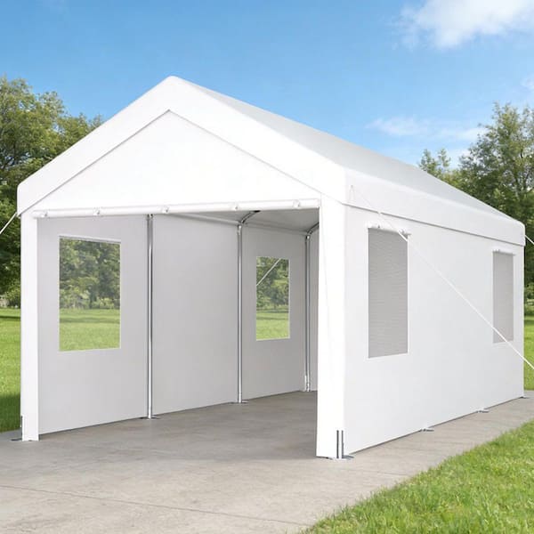 10 ft. x 20 ft. x 9.2 ft. Outdoor Heavy Duty Carport Gazebo with 2-Roll-up Doors and 4-Ventilated Windows