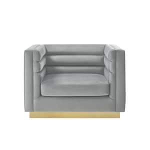 Annemarie Grey Club Chair Upholstered Velvet