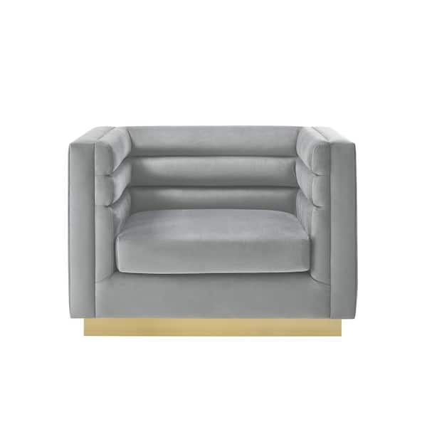 Inspired Home Annemarie Grey Club Chair Upholstered Velvet