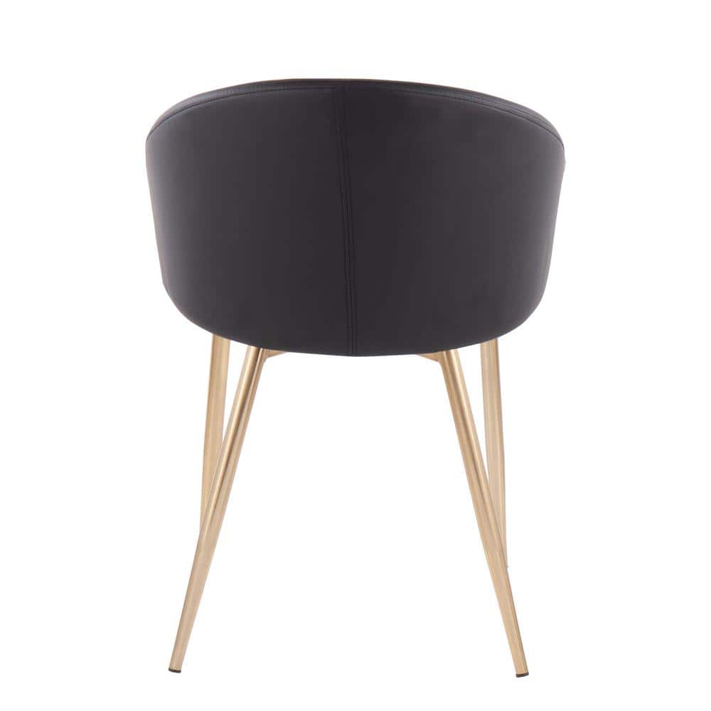 Claire Black Faux Leather Arm Chair with Gold Metal Frame