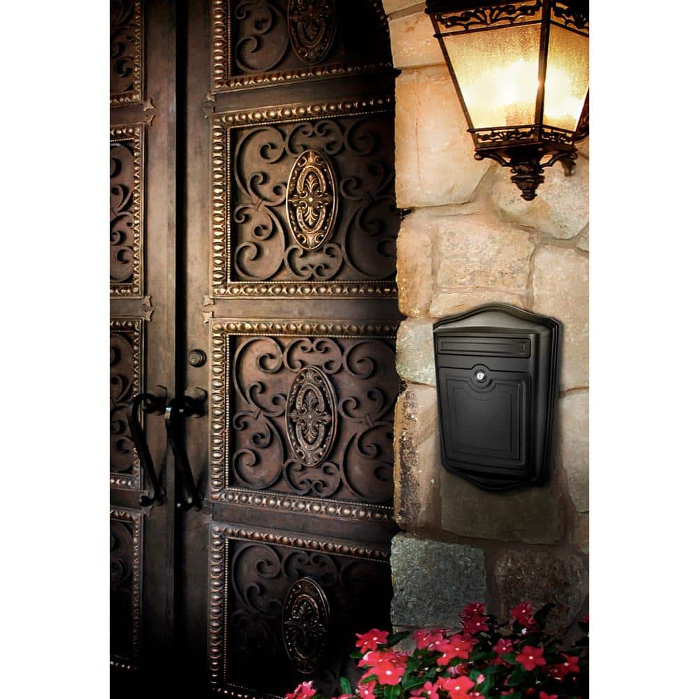 Black Aluminum and Steel Locking Wall Mount Mailbox