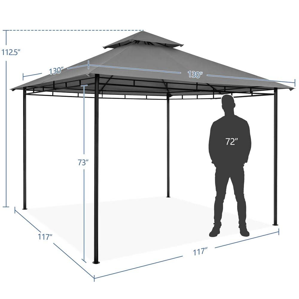 Gray Steel 11x11ft Water-Resistant Patio Gazebo
