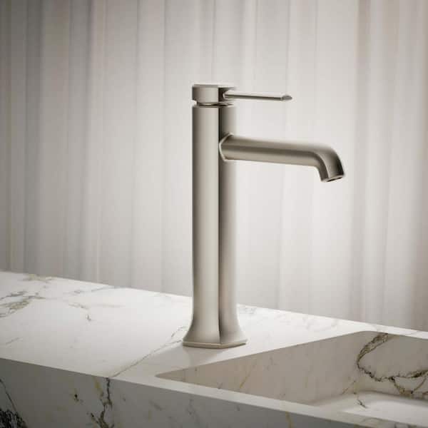 Occasion Tall Single-Handle Single-Hole Bathroom Faucet in Vibrant Brushed Nickel