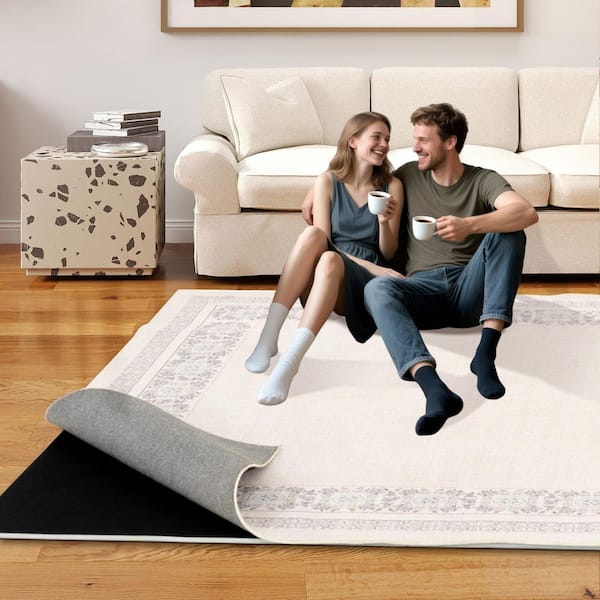 1/2 in. Thick Dual-Surface Protective Cushion Carpet Pad 12 ft. x 9 ft. Rug Pad Carpet Protector Mat for Hardwood Floors