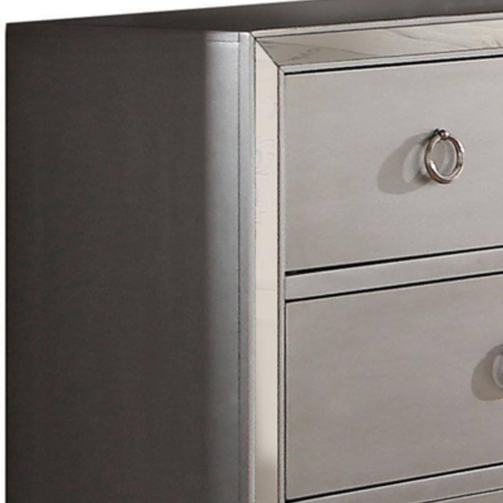 Platinum Mirror Trim 7-Drawer Dresser with Wooden Legs