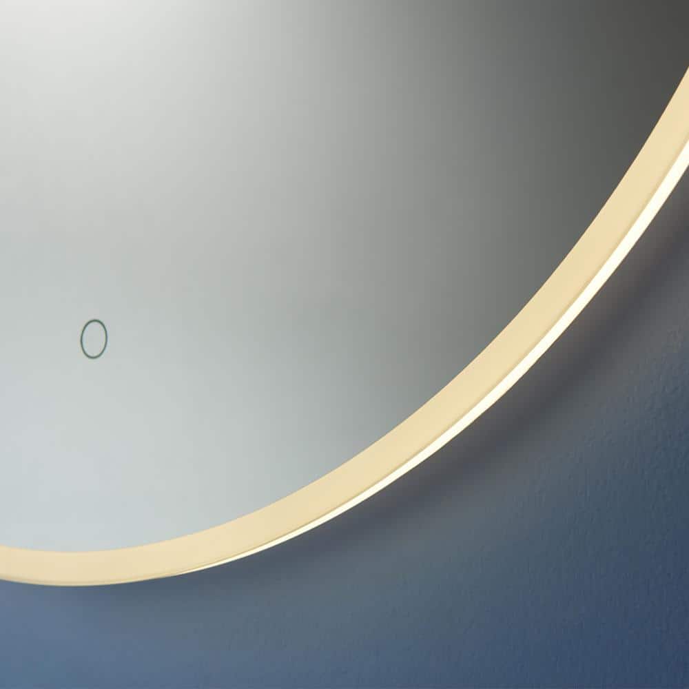 Century 32" Brushed Aluminum Frameless Round Vanity Mirror with LED