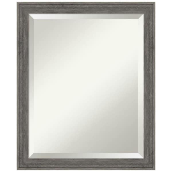 Amanti Art Regis Barnwood 18.62 in. x 22.62 in. Rustic Rectangle Framed Grey Narrow Bathroom Vanity Wall Mirror