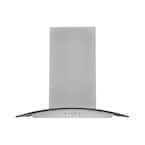 36 in. Convertible Island Range Hood with Tempered Glass Dual Controls LED Baffle Filter in Stainless Steel