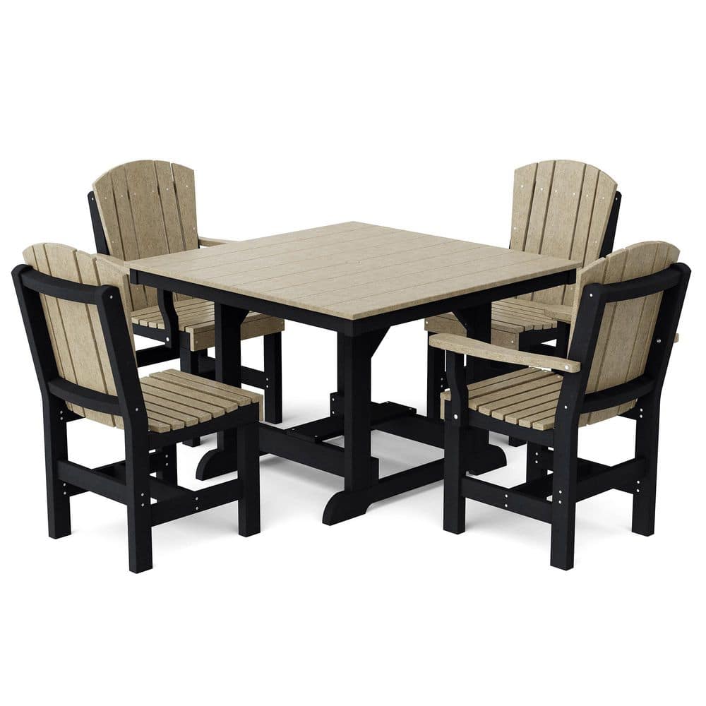 Heritage 5-Piece Weathered Wood and Black HDPE Plastic Outdoor Patio Dining Set price history on PriceWatchPro
