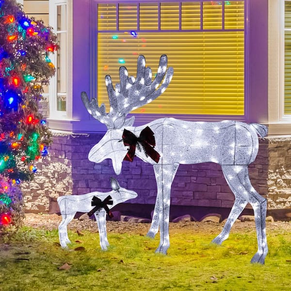 VEIKOUS 49.5 in. Cool White LED Moose Christmas Holiday Yard ...