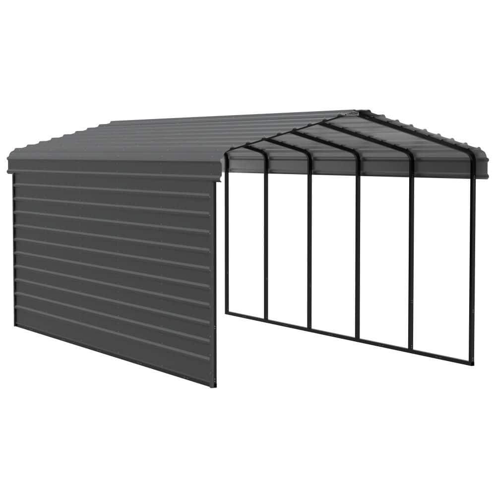 12' x 24' Charcoal Steel Carport Kit with Enclosure