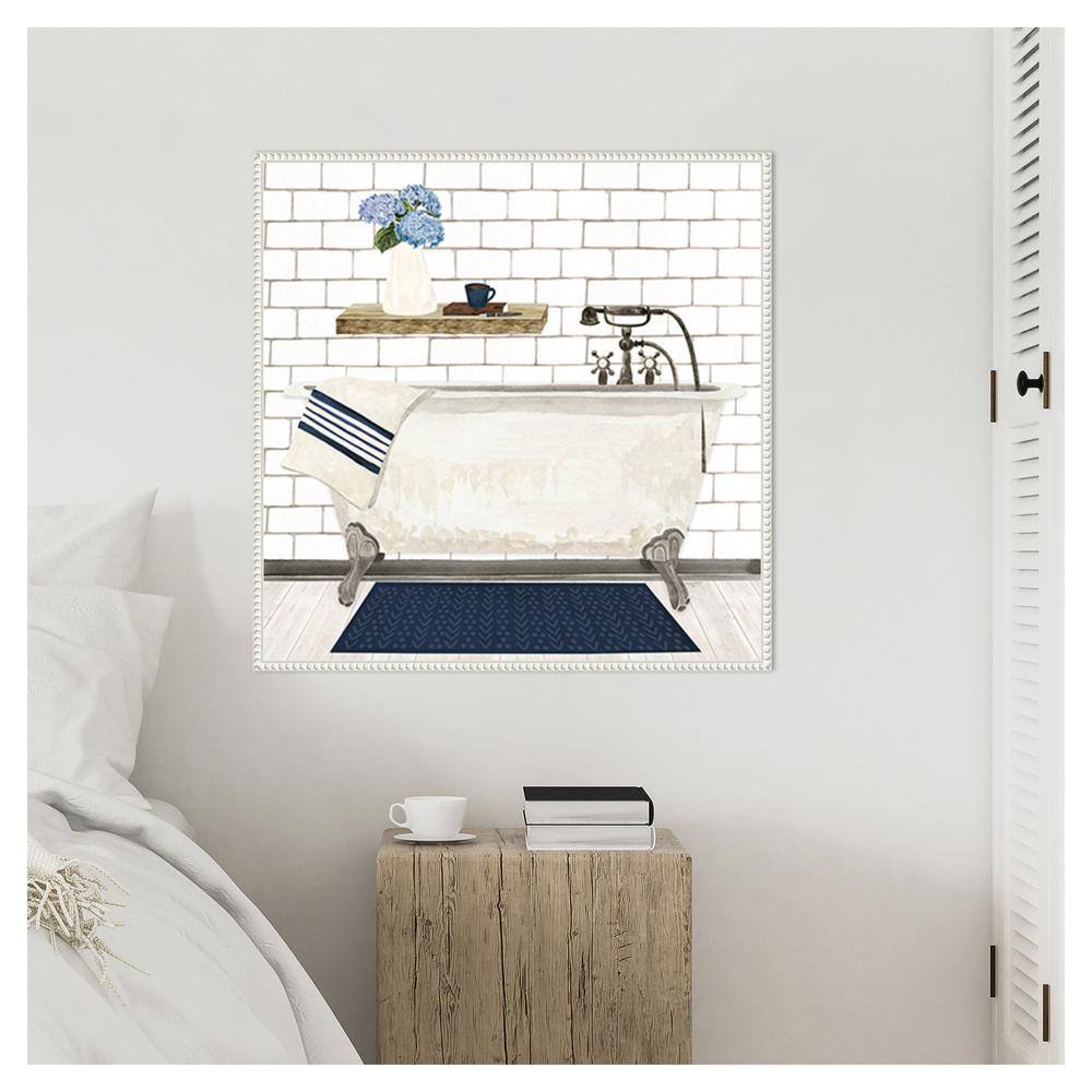 Farmhouse Bath I Tub White Canvas Wall Art with Floater Frame