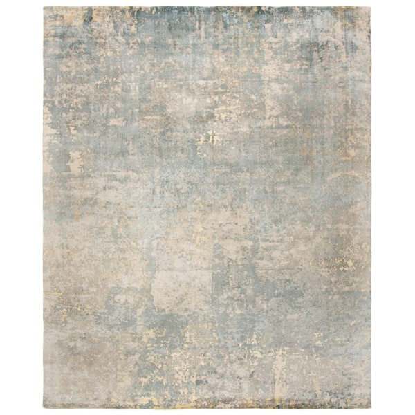 Mirage 8 ft. x 10 ft. Turquoise/Gray Marble Distressed Area Rug