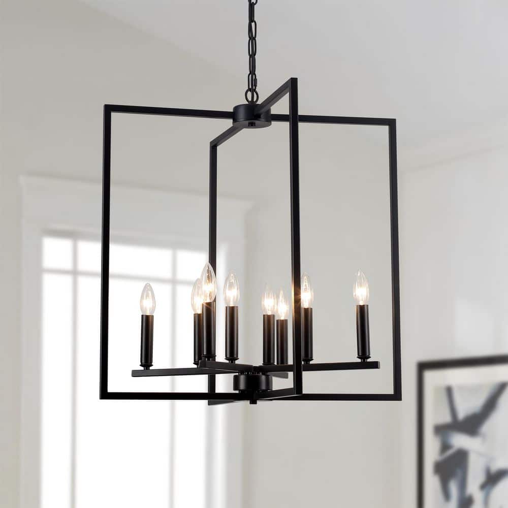 Modern 8-Light Black Chandelier Adjustable Chain, Open Frame Industrial Pendant Lighting for Dining Room, Kitchen Island price history on PriceWatchPro