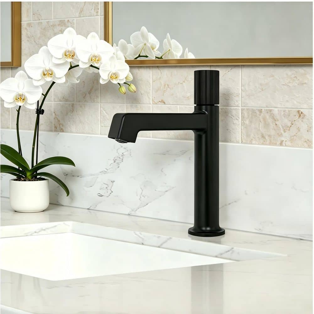 GRANDJOY 1-Handle Modern Linear Single Hole Bathroom Sink Faucet