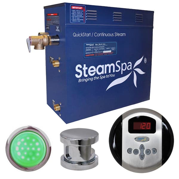 SteamSpa Indulgence 4.5kW Steam Bath Generator Package in Chrome