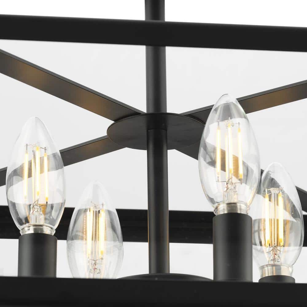 Hillcrest Matte Black 4-Light Semi-Flush Mount with Clear Glass