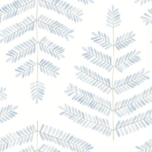 RoomMates Cat Coquillette Leaflets Blue Vinyl Peel and Stick Matte Wallpaper 30.75 sq. ft.