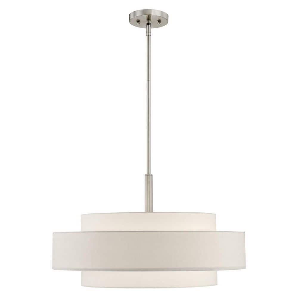 Sheffield Contemporary 5-Light LED Drum Pendant in Brushed Nickel