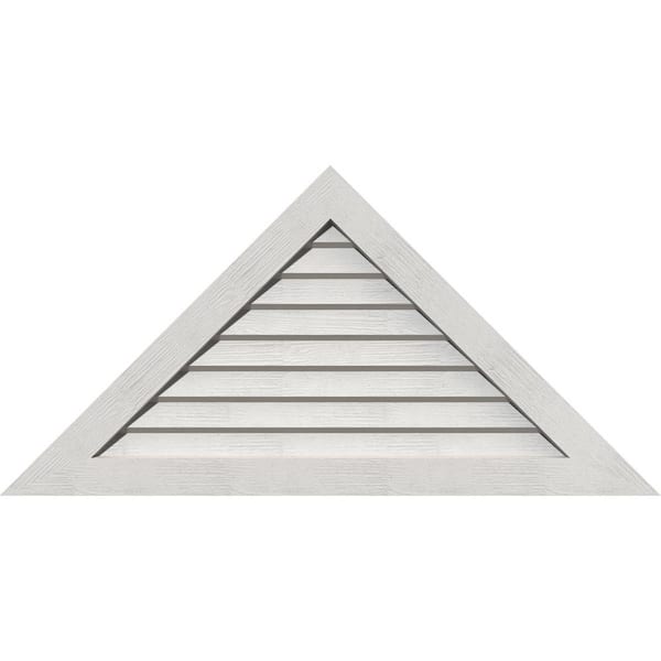Ekena Millwork 62.5" x 18.125" Triangle Primed Rough Sawn Western Red Cedar Wood Paintable Gable Louver Vent Non-Functional