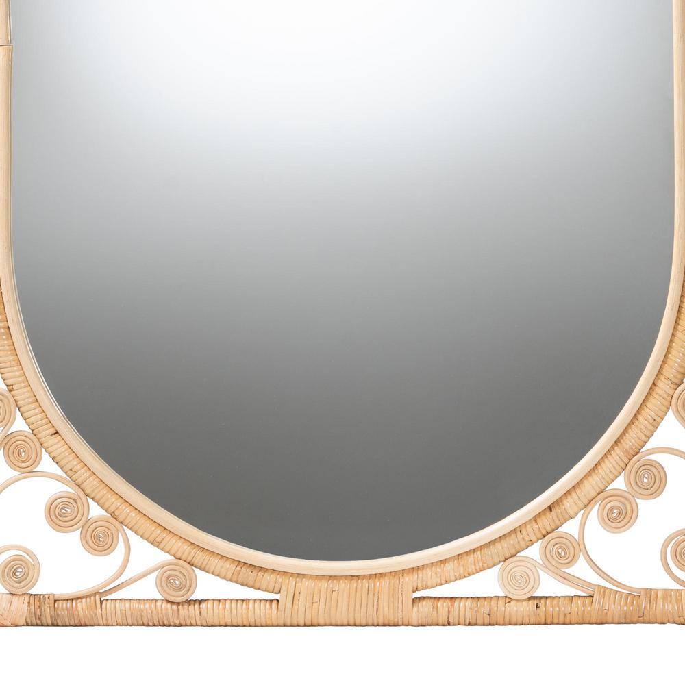 Isley Natural Brown Rattan Rectangular Bohemian Wall Mirror