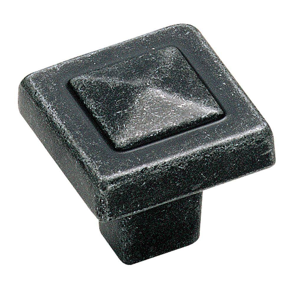 Wrought Iron Square Rustic Cabinet Knob with Mounting Hardware
