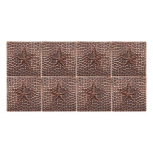 4 in. x 4 in. Hammered Copper Star Decorative Wall Tile in Oil Rubbed Bronze (8-Pack)