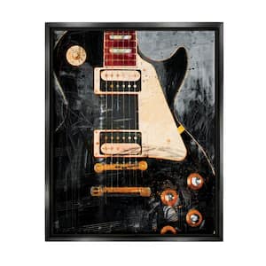 Vintage Electric Guitar Music Notes Design by Savannah Miller Floater Framed Abstract Art Print 31 in. x 25 in.