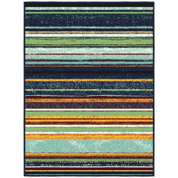 Ottohome Collection Non-Slip Rubberback Striped 2x3 Indoor Entryway Mat, 2 ft. 3 in. x 3 ft., Multicolor