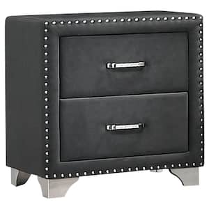 Melody Gray 2-Drawer Upholstered Nightstand