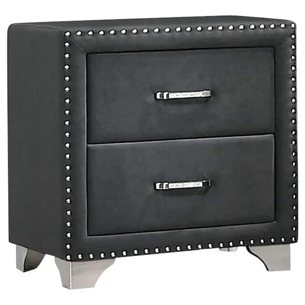 Coaster Melody Gray 2-Drawer Upholstered Nightstand