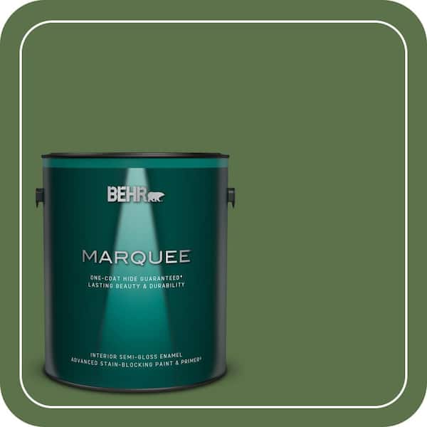 BEHR MARQUEE 1 gal. #MQ6-48 Hummingbird Green One-Coat Hide Semi-Gloss Enamel Interior Paint & Primer