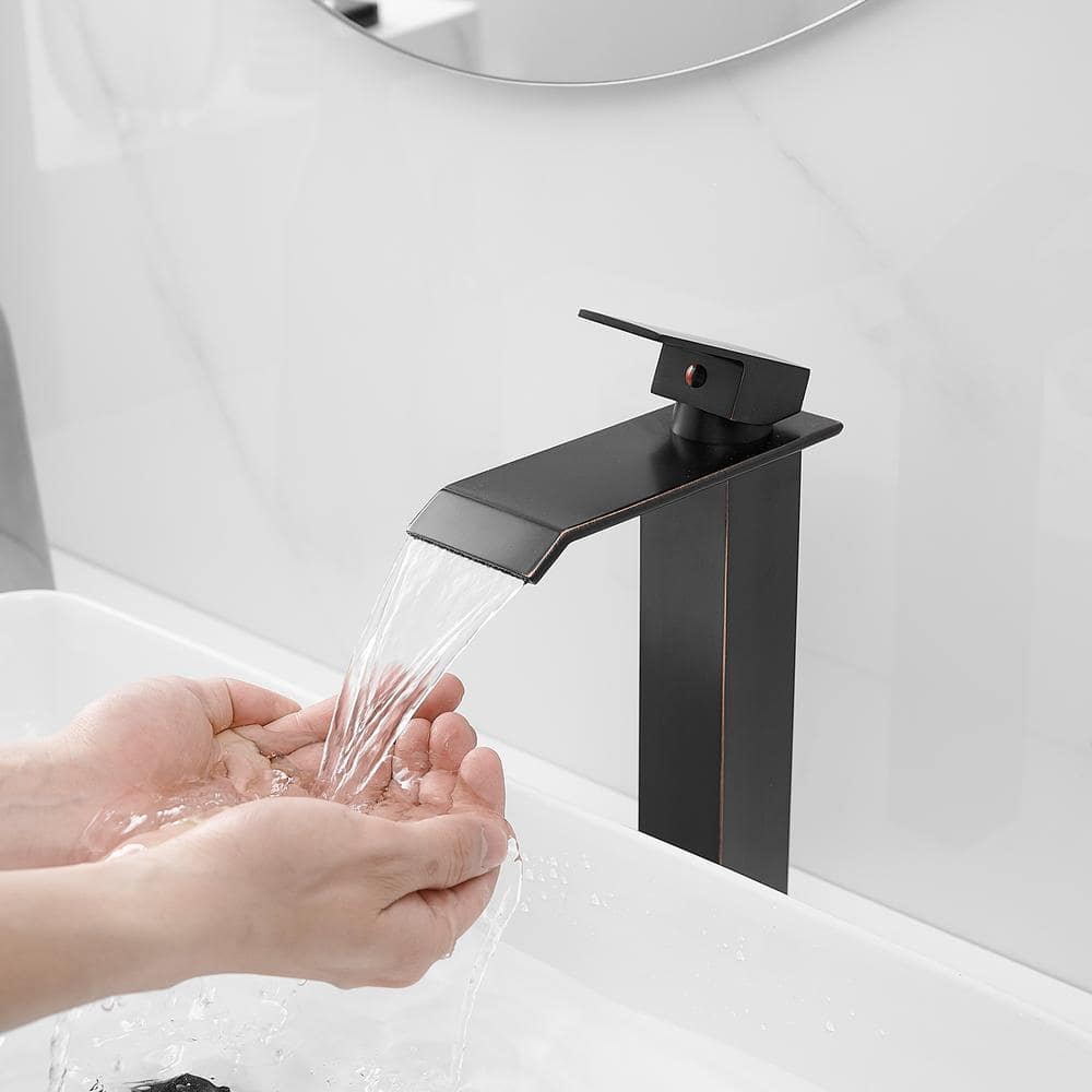 Oil-Rubbed Bronze Tall Vessel Sink Faucet with Drain Assembly