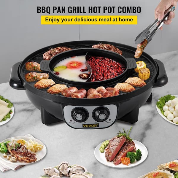 Food Party Hot Pot and Grill Electric Smokeless Grill with Separable C