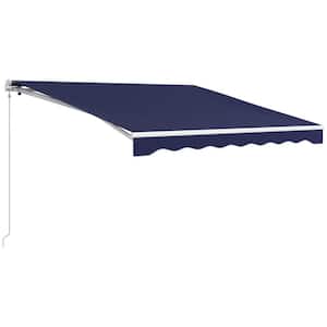 8 ft. Retractable Awning with Remote Controller and Manual Crank Handle (11623 in. Projection) in Dark Blue