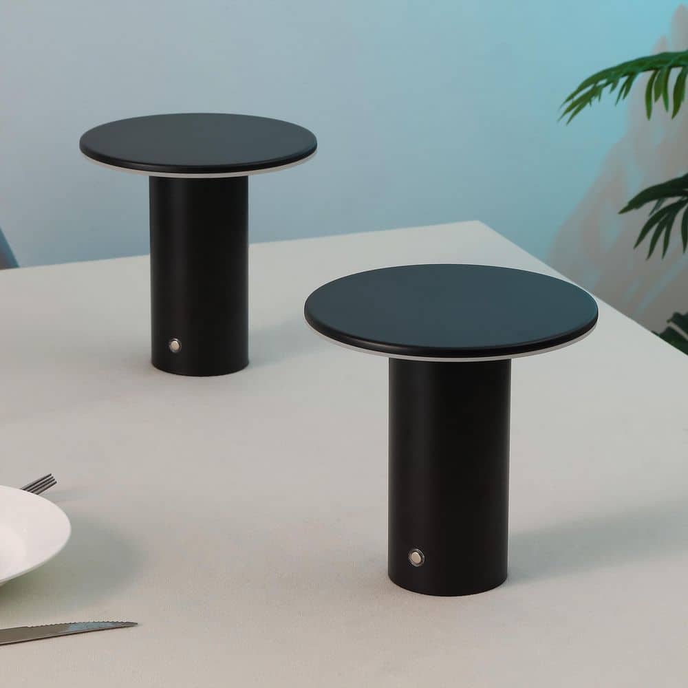 Gio 7.5 in. Column Rechargeable/Cordless Dimmable Integrated LED Table Lamp with Touch Sensor, Black (Set of 2) price history on PriceWatchPro