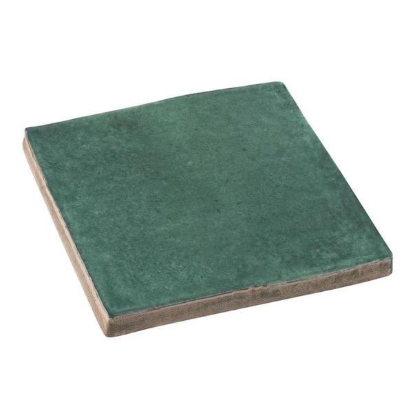 Jenae Emera Green 4 in. x 4 in. Zellige Glossy Ceramic Wall Tile Sample