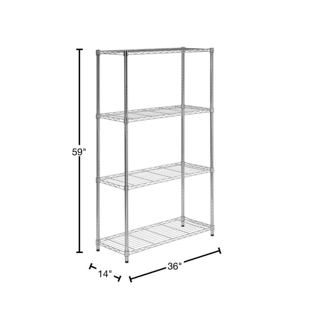 Heavy-Duty Chrome 4-Tier Adjustable Steel Shelving Unit