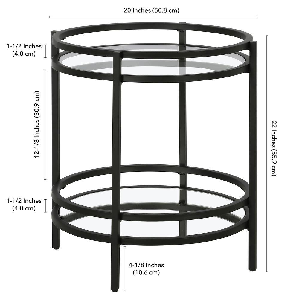 Modern Blackened Bronze 20" Round Metal & Glass Side Table