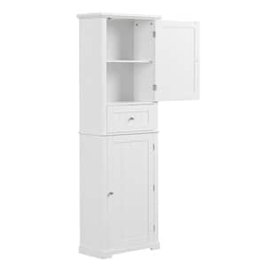 22 in. W x 11 in. D x 67.3 in. H Freestanding White Linen Cabinet Tall Bathroom Storage Cabinet