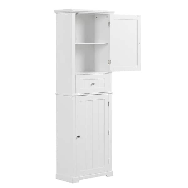 Nestfair 22 in. W x 11 in. D x 67.3 in. H Freestanding White Linen Cabinet Tall Bathroom Storage Cabinet