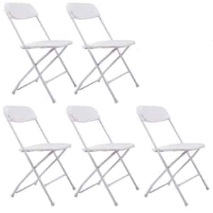 White Plastic Folding Chairs(Set of 5)