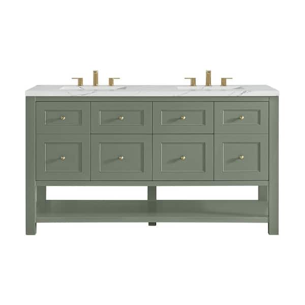 Breckenridge 60.0 in. W x 23.5 in. D x 34.25 in. H Double Bath Vanity in Smokey Celadon with Quartz Ethereal Noctis Top