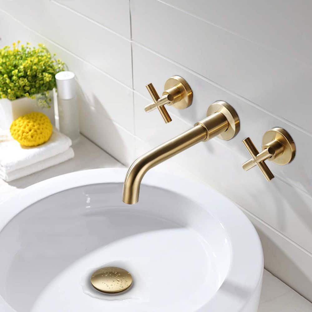 Brushed Gold Bathroom Pop-Up Drain with Overflow and Strainer