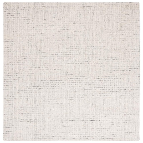 Abstract 10 ft. x 10 ft. Square Ivory/Light Gray Speckled Area Rug